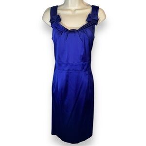 Donna Ricco Women’s Sleeveless Satin Cocktail Dress Royal Blue Size 12